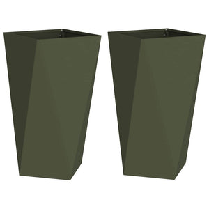 Fioriera 2 pcs Verde oliva 40 x 40 x 75 cm Acciaio 883787