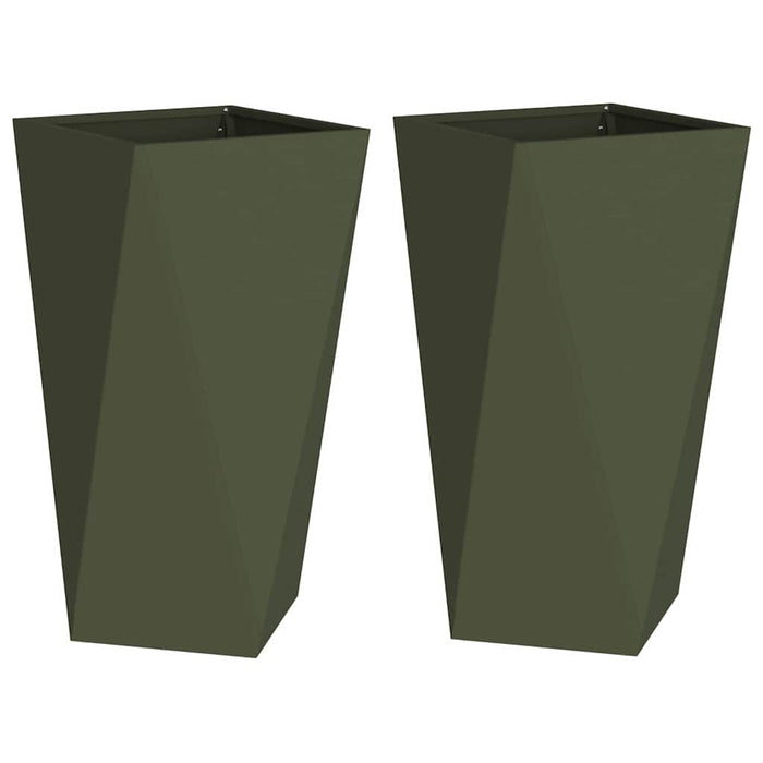 Fioriera 2 pcs Verde oliva 40 x 40 x 75 cm Acciaio 883787