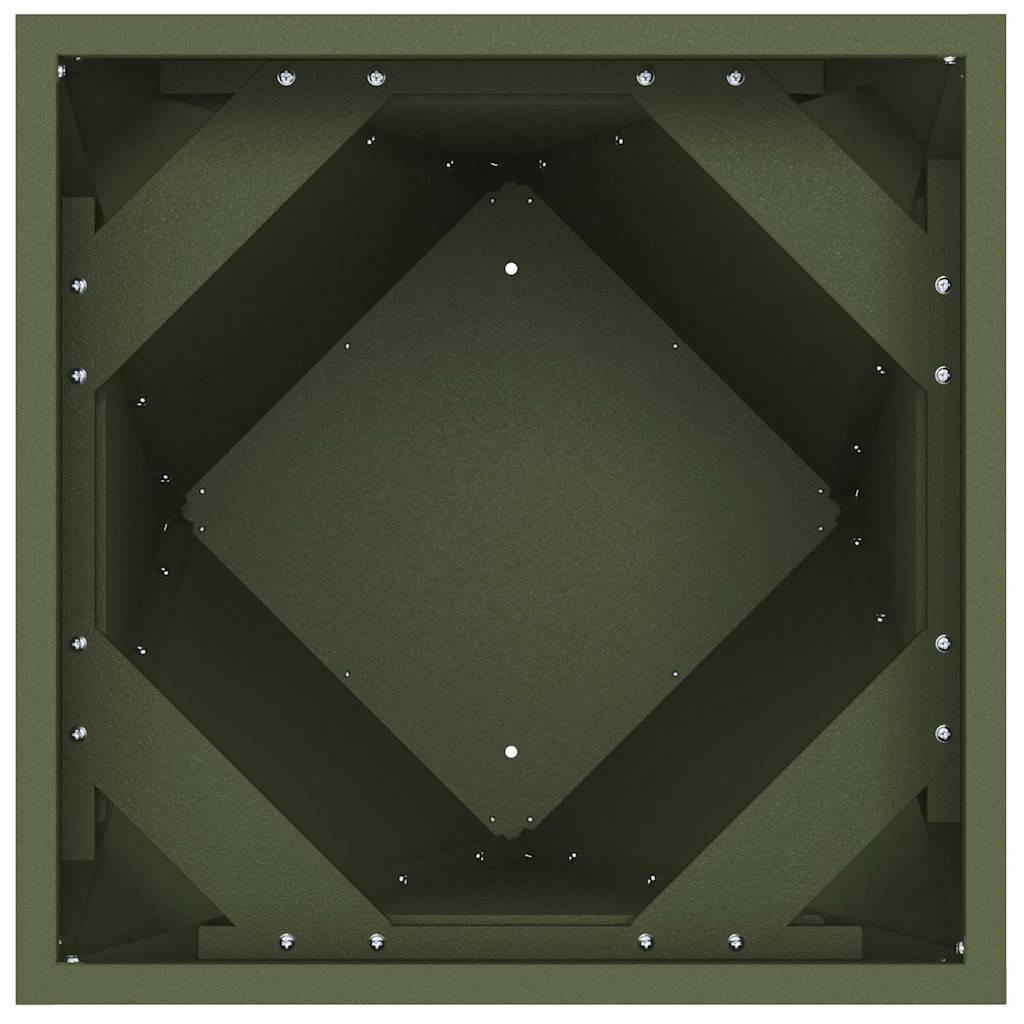 Fioriera 2 pz-Set di 2 Vaso-Contenitore per Piante Verde oliva 40 x 40 x 75 cm Acciaio