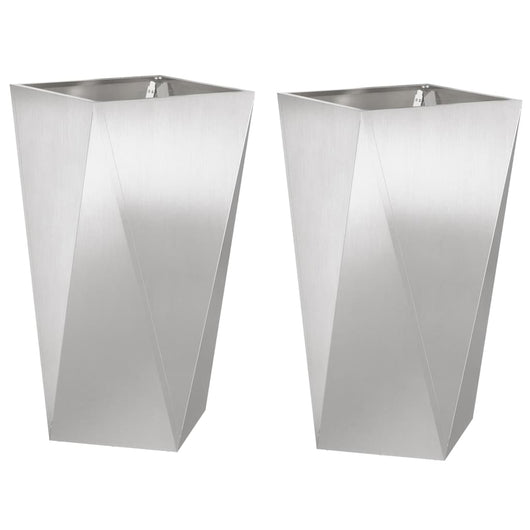 Fioriera 2 pcs Argento 40 x 40 x 75 cm Acciaio inossidabile 883789