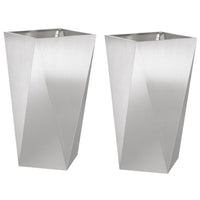 Fioriera 2 pz-Set di 2 Vaso-Contenitore per Piante Argento 40 x 40 x 75 cm Acciaio inossidabile