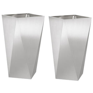 Fioriera 2 pz-Set di 2 Vaso-Contenitore per Piante Argento 40 x 40 x 75 cm Acciaio inossidabile