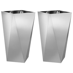 Fioriera 2 pz-Set di 2 Vaso-Contenitore per Piante Argento 40 x 40 x 75 cm Acciaio zincato