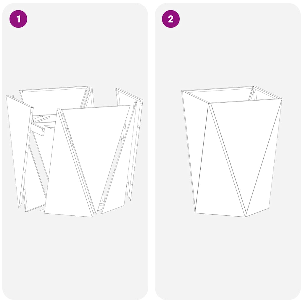 Fioriera 2 pz-Set di 2 Vaso-Contenitore per Piante Nero 50 x 50 x 75 cm Acciaio