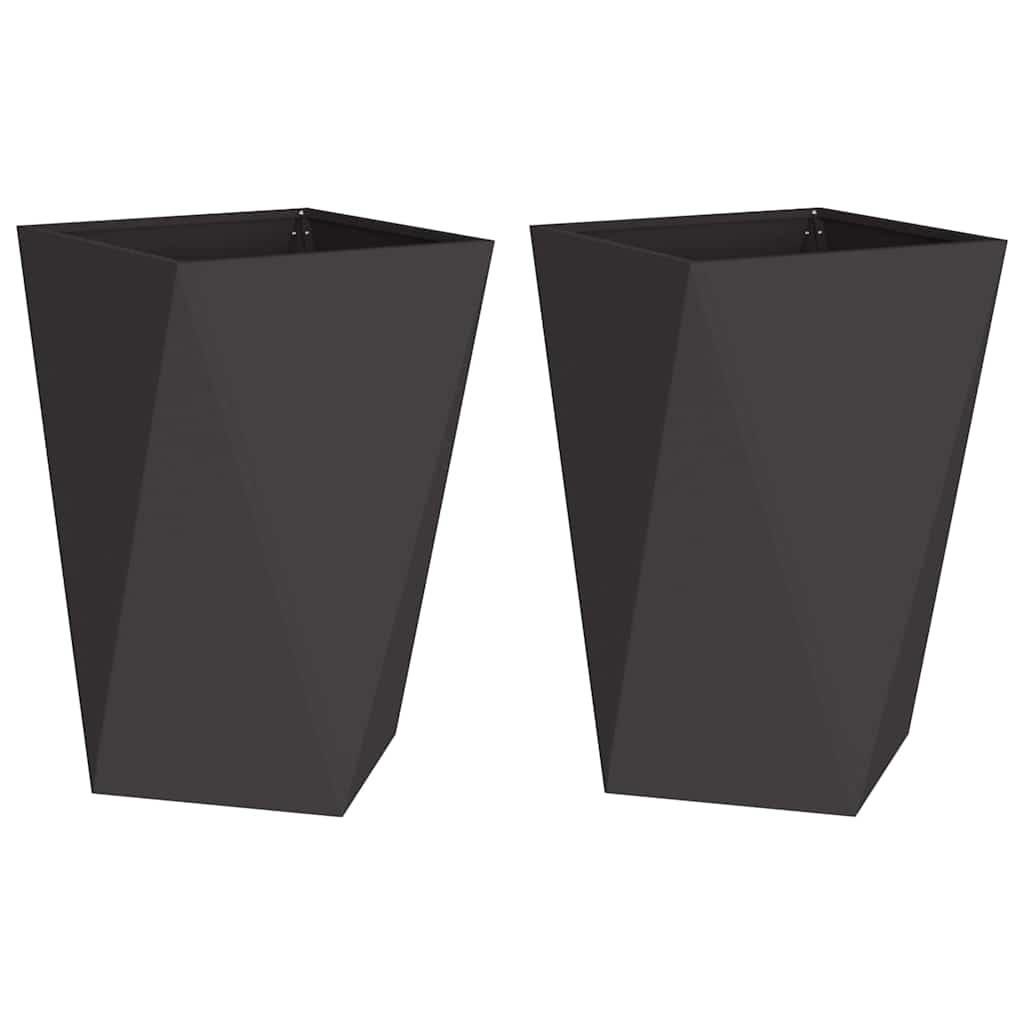 Fioriera 2 pcs Nero 50 x 50 x 75 cm Acciaio 883795