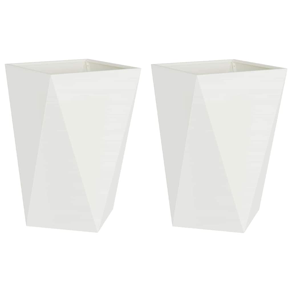 Fioriera 2 pcs Bianco 50 x 50 x 75 cm Acciaio 883797