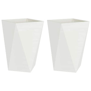 Fioriera 2 pcs Bianco 50 x 50 x 75 cm Acciaio 883797