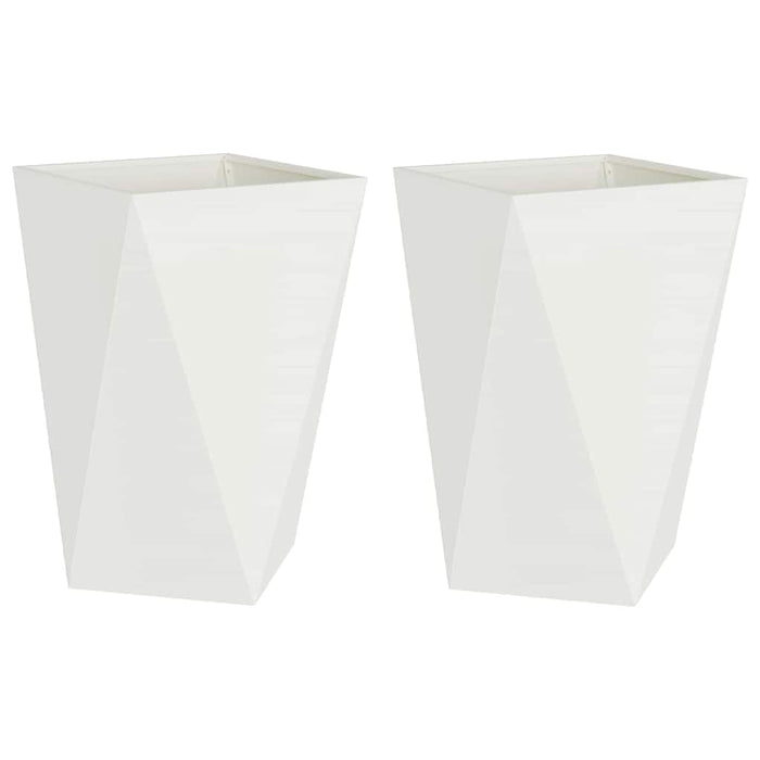 Fioriera 2 pz-Set di 2 Vaso-Contenitore per Piante Bianco 50 x 50 x 75 cm Acciaio