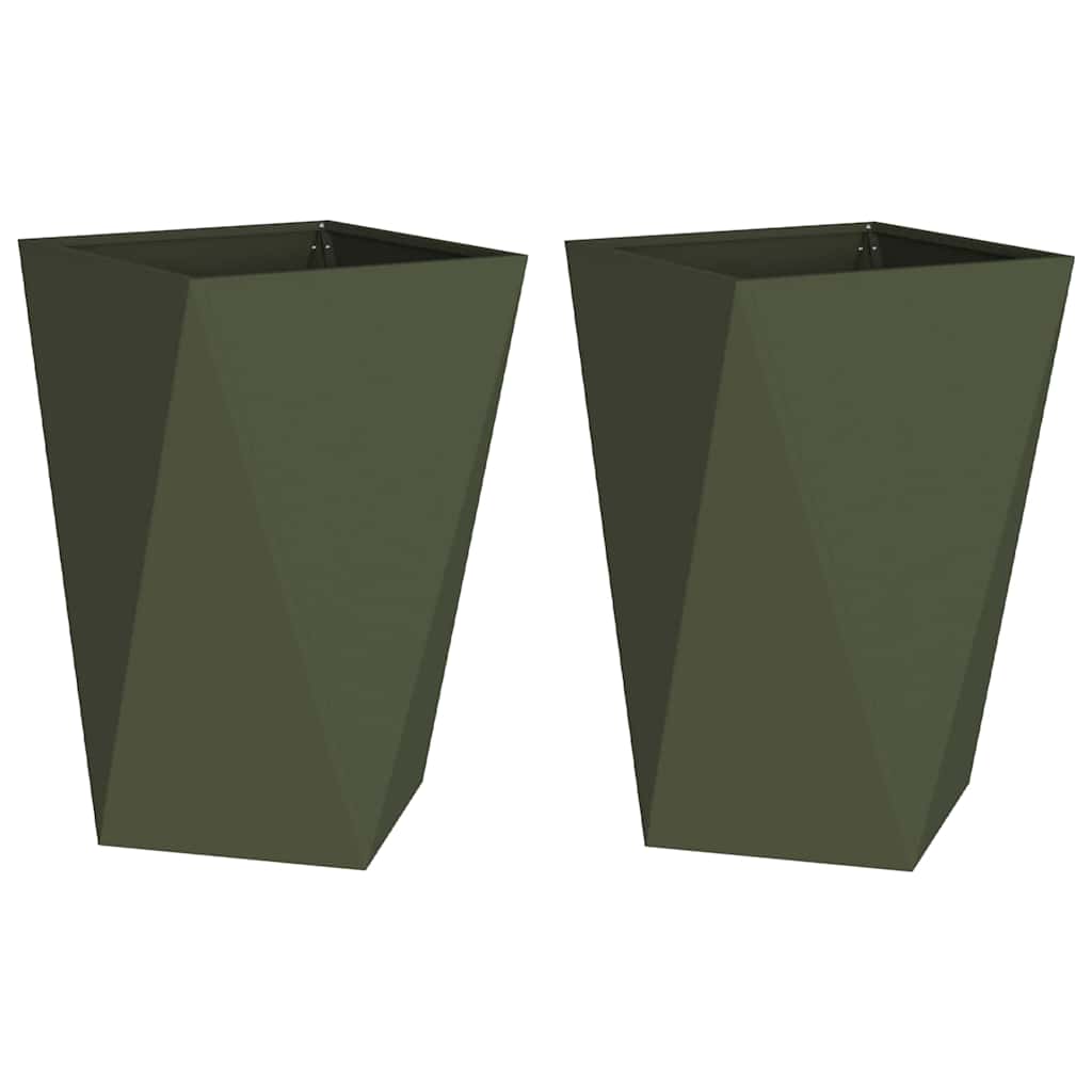 Fioriera 2 pcs Verde oliva 50 x 50 x 75 cm Acciaio 883801