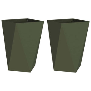 Fioriera 2 pcs Verde oliva 50 x 50 x 75 cm Acciaio 883801