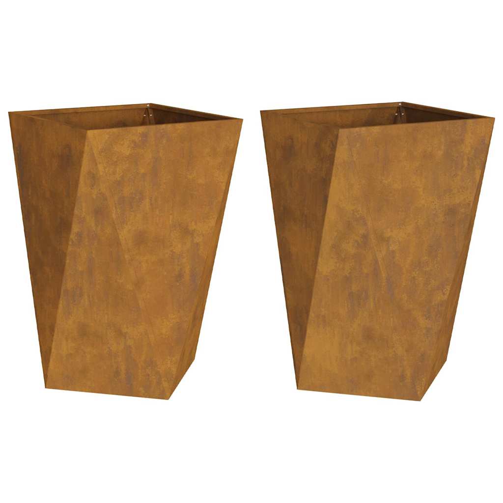 Fioriera 2 pz-Set di 2 Vaso-Contenitore per Piante Ruggine 50 x 50 x 75 cm