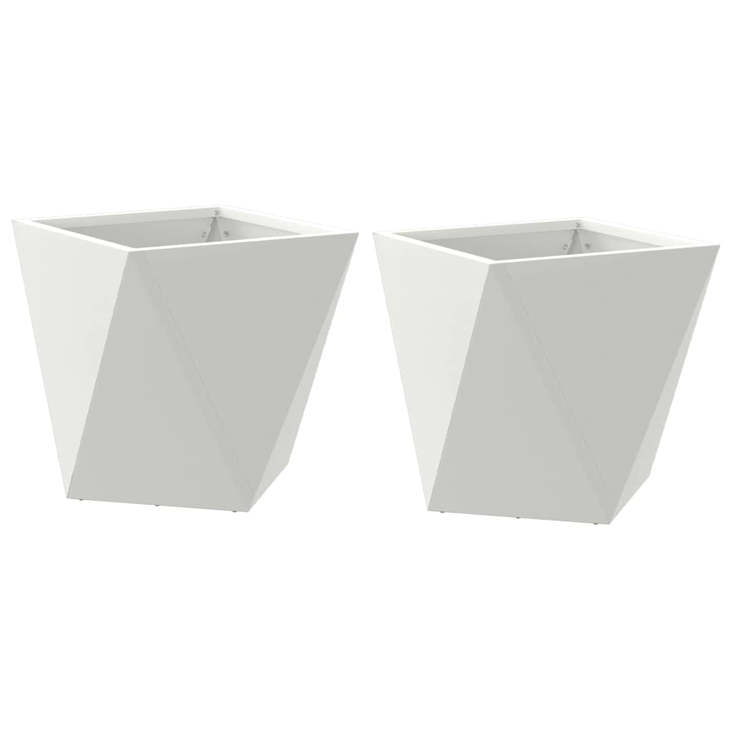 Fioriera 2 pcs Bianco 30 x 30 x 30 cm Acciaio 883811