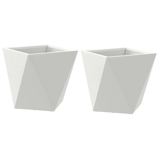 Fioriera 2 pcs Bianco 30 x 30 x 30 cm Acciaio 883811