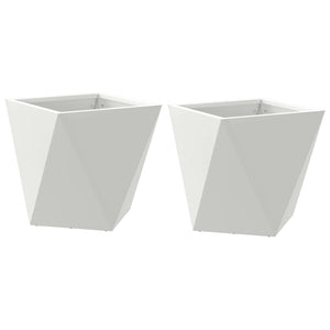 Fioriera 2 pz-Set di 2 Vaso-Contenitore per Piante Bianco 30 x 30 x 30 cm Acciaio