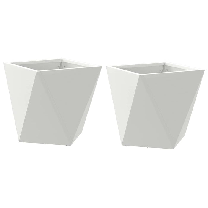 Fioriera 2 pz-Set di 2 Vaso-Contenitore per Piante Bianco 30 x 30 x 30 cm Acciaio