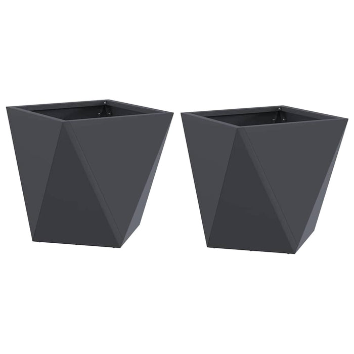 Fioriera 2 pcs Antracite 30 x 30 x 30 cm Acciaio 883813