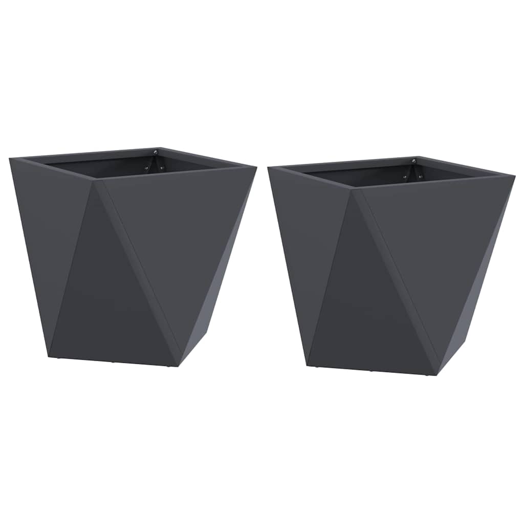 Fioriera 2 pz-Set di 2 Vaso-Contenitore per Piante Antracite 30 x 30 x 30 cm Acciaio