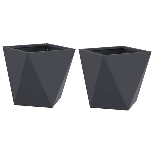 Fioriera 2 pz-Set di 2 Vaso-Contenitore per Piante Antracite 30 x 30 x 30 cm Acciaio