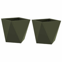 Fioriera 2 pcs Verde oliva 30 x 30 x 30 cm Acciaio 883815