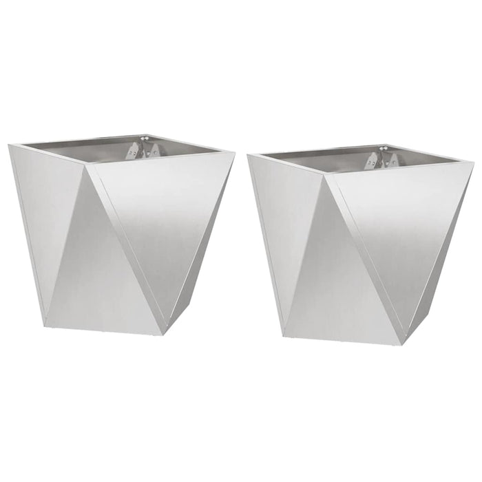 Fioriera 2 pcs Argento 30 x 30 x 30 cm Acciaio inossidabile 883817