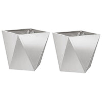 Fioriera 2 pz-Set di 2 Vaso-Contenitore per Piante Argento 30 x 30 x 30 cm Acciaio inossidabile