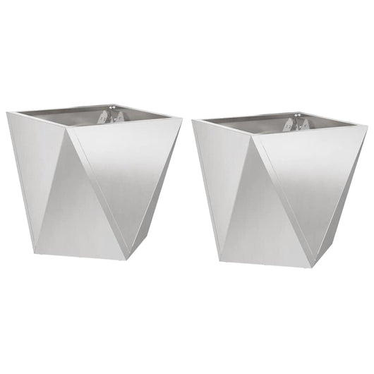 Fioriera 2 pz-Set di 2 Vaso-Contenitore per Piante Argento 30 x 30 x 30 cm Acciaio inossidabile