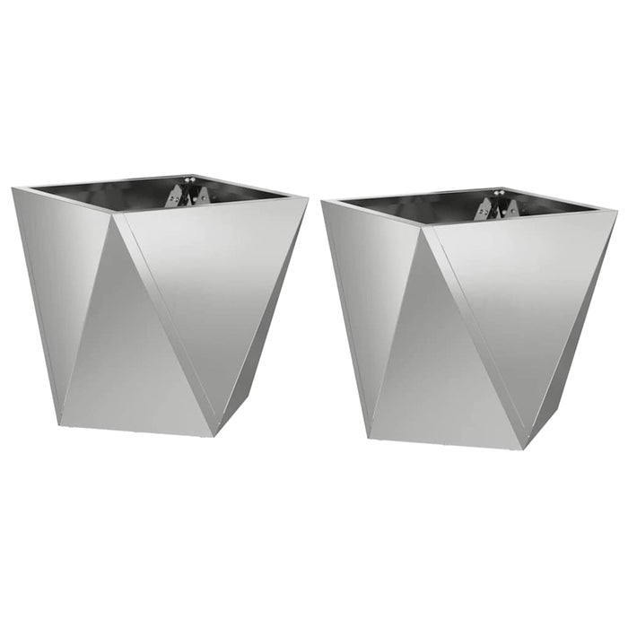 Fioriera 2 pz-Set di 2 Vaso-Contenitore per Piante Argento 30 x 30 x 30 cm Acciaio zincato