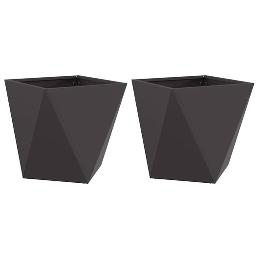 Fioriera 2 pcs Nero 40 x 40 x 40 cm Acciaio 883823