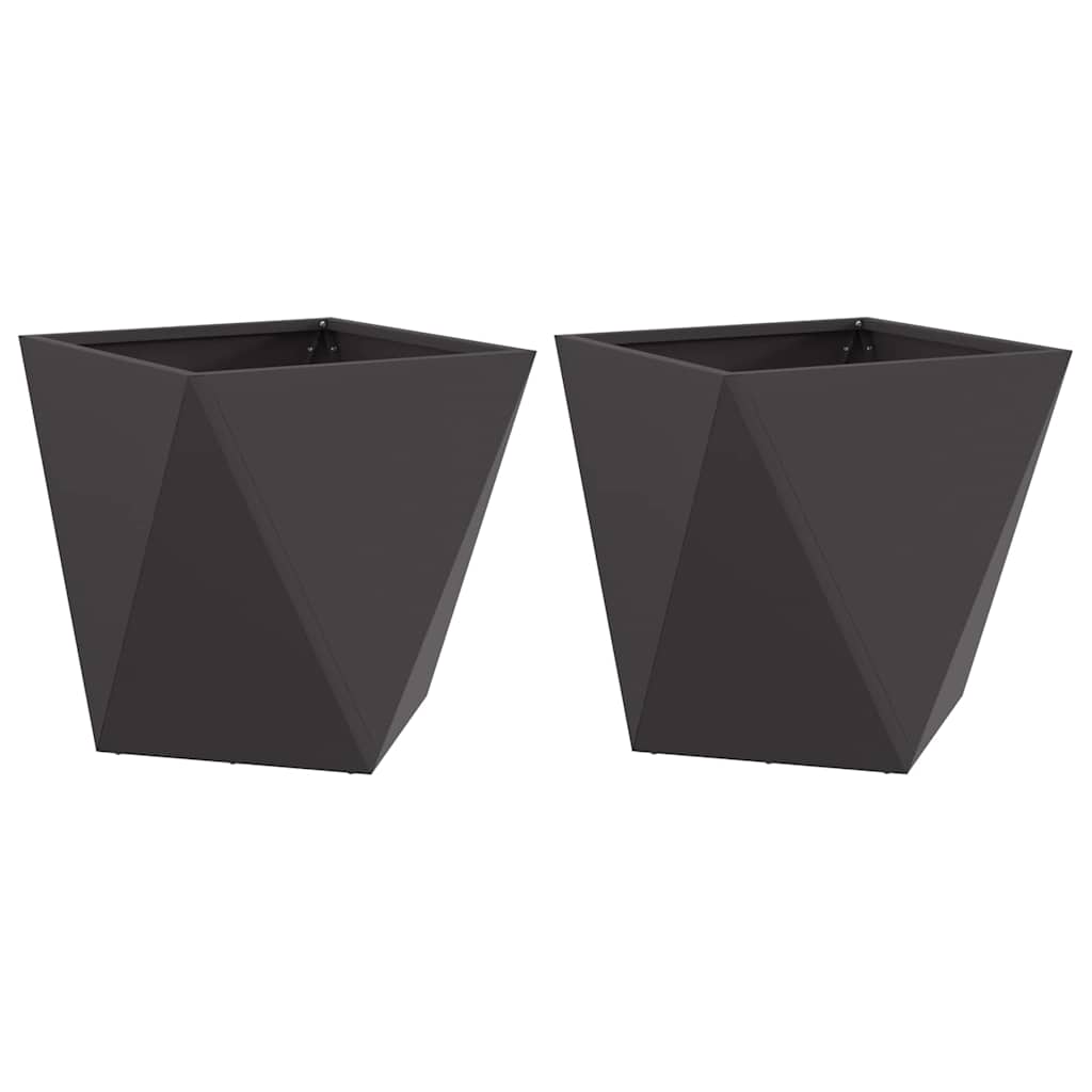 Fioriera 2 pz-Set di 2 Vaso-Contenitore per Piante Nero 40 x 40 x 40 cm Acciaio