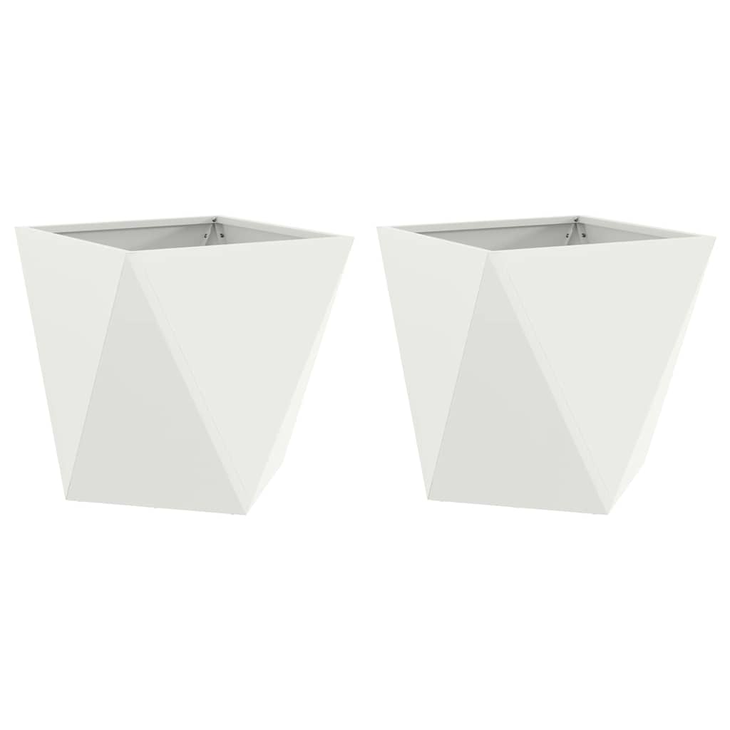 Fioriera 2 pcs Bianco 40 x 40 x 40 cm Acciaio 883825