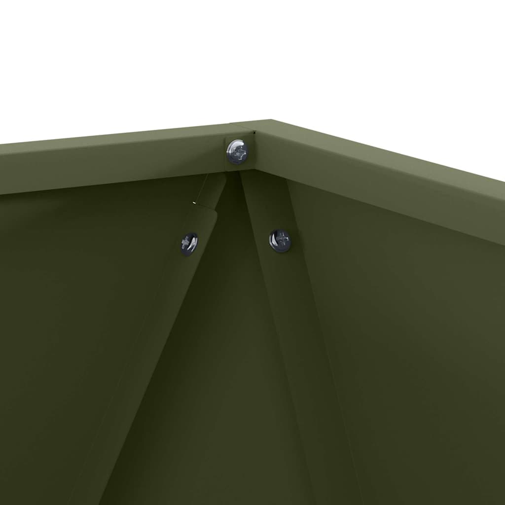 Fioriera 2 pz-Set di 2 Vaso-Contenitore per Piante Verde oliva 40 x 40 x 40 cm Acciaio