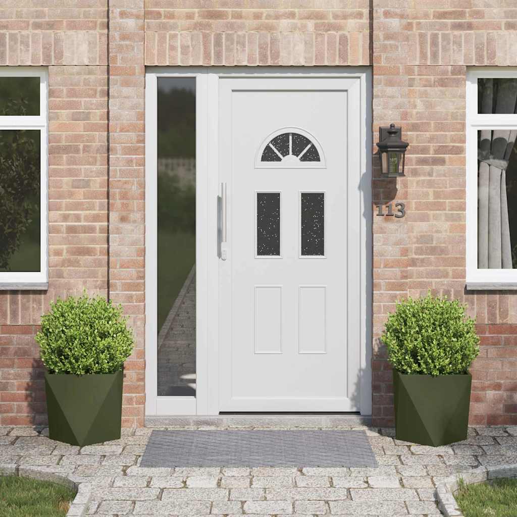 Fioriera 2 pcs Verde oliva 40 x 40 x 40 cm Acciaio 883829