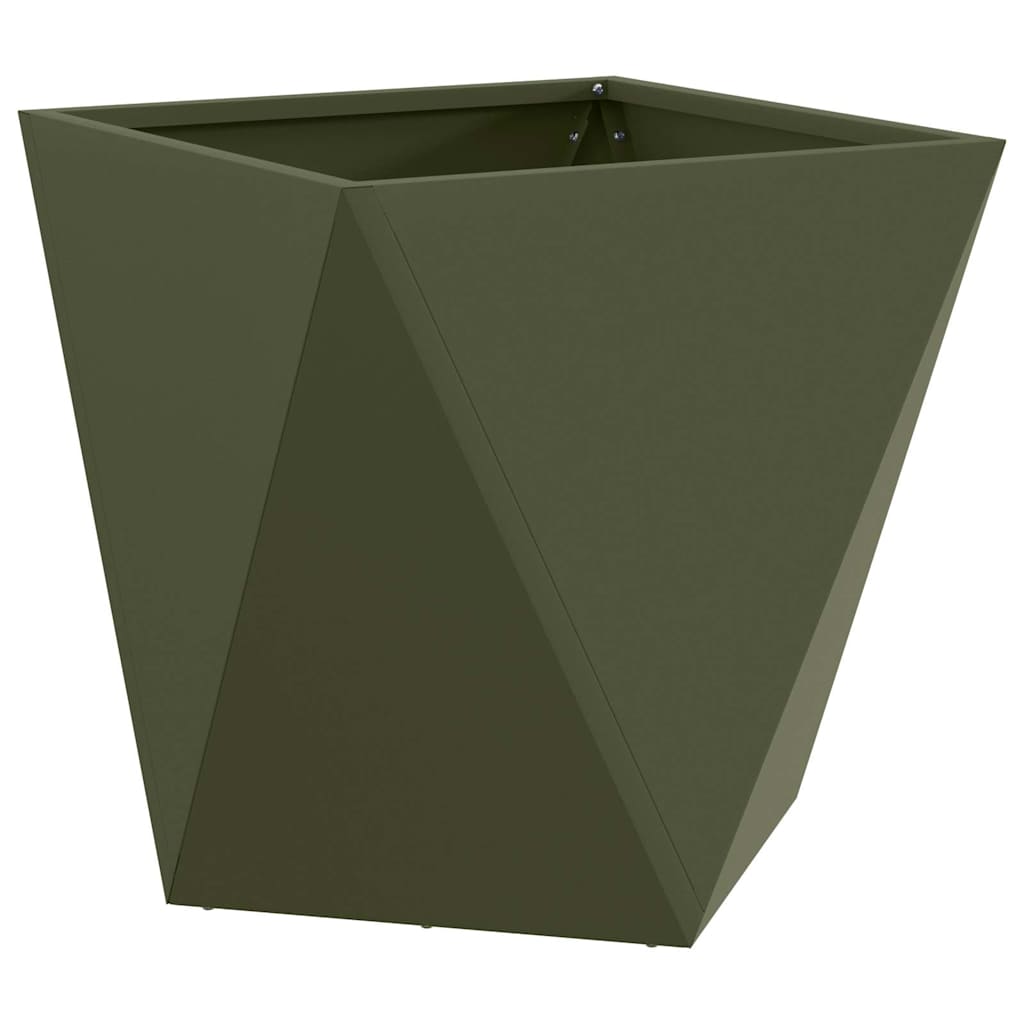 Fioriera 2 pz-Set di 2 Vaso-Contenitore per Piante Verde oliva 40 x 40 x 40 cm Acciaio