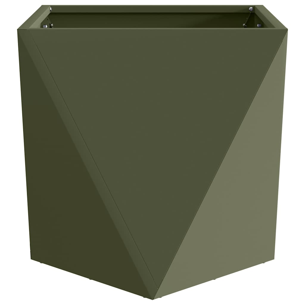 Fioriera 2 pz-Set di 2 Vaso-Contenitore per Piante Verde oliva 40 x 40 x 40 cm Acciaio