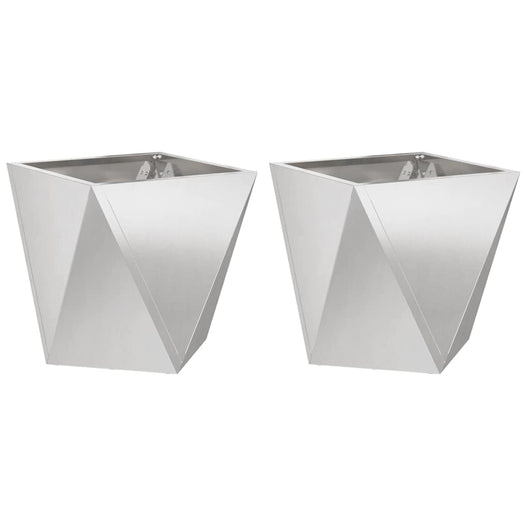 Fioriera 2 pcs Argento 40 x 40 x 40 cm Acciaio inossidabile 883831