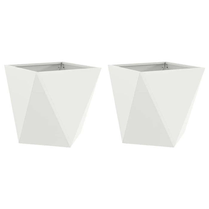 Fioriera 2 pcs Bianco 50 x 50 x 50 cm Acciaio 883839