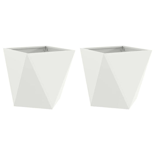 Fioriera 2 pz-Set di 2 Vaso-Contenitore per Piante Bianco 50 x 50 x 50 cm Acciaio