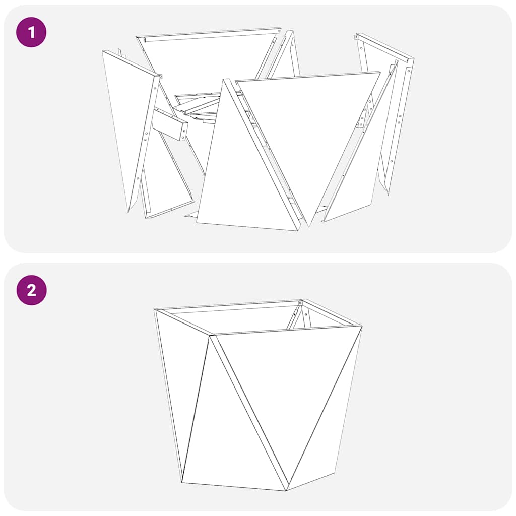Fioriera-Vaso-Contenitore per Piante Antracite 50 x 50 x 50 cm Acciaio