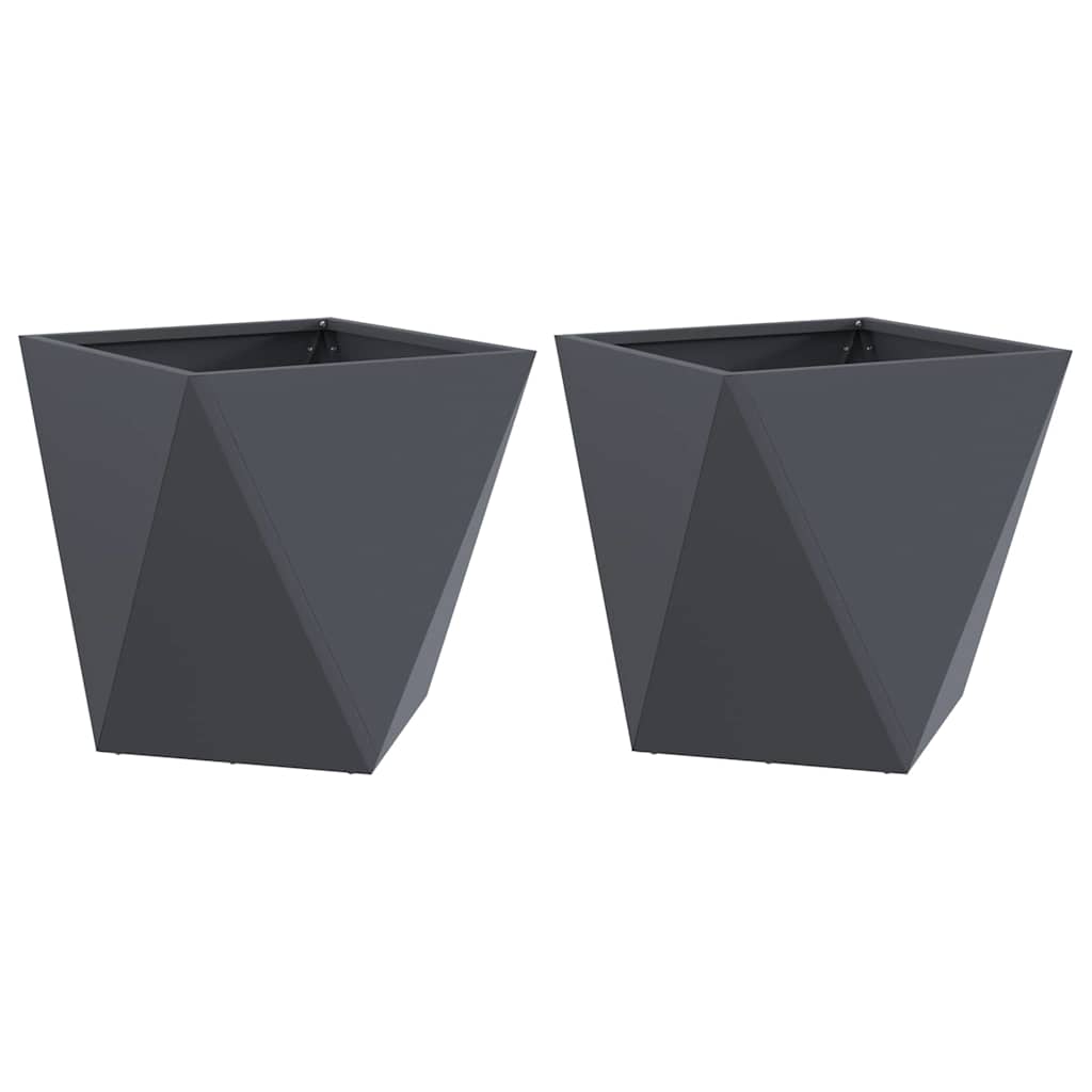 Fioriera 2 pz-Set di 2 Vaso-Contenitore per Piante Antracite 50 x 50 x 50 cm Acciaio