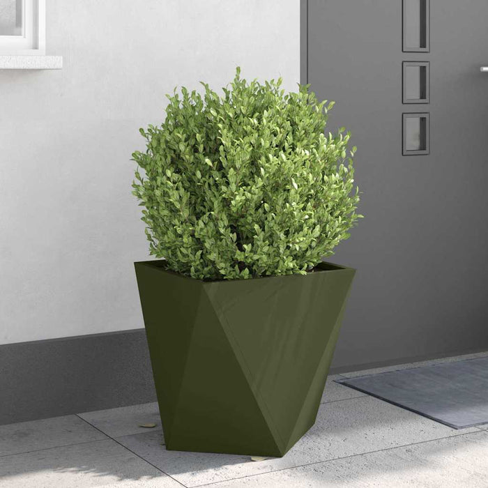 Fioriera 2 pcs Verde oliva 50 x 50 x 50 cm Acciaio 883843