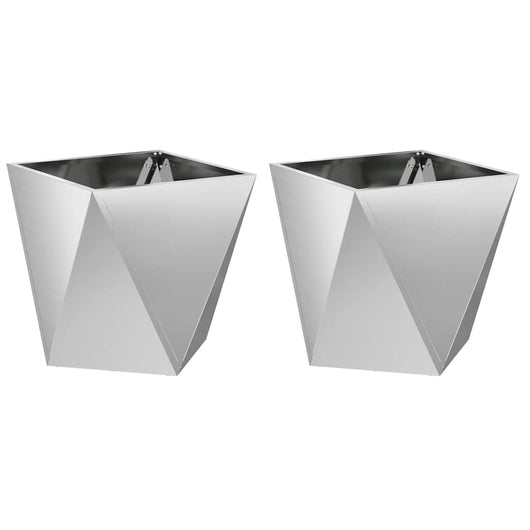 Fioriera 2 pz-Set di 2 Vaso-Contenitore per Piante Argento 50 x 50 x 50 cm Acciaio zincato