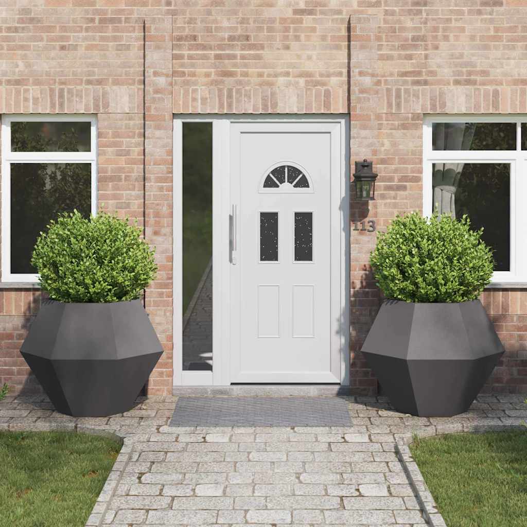 Fioriera 2 pcs Nero 100 x 100 x 80 cm Acciaio 884025