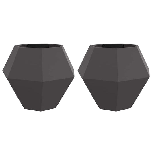 Fioriera 2 pcs Nero 100 x 100 x 80 cm Acciaio 884025