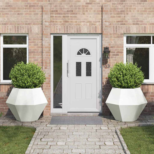 Fioriera 2 pcs Bianco 100 x 100 x 80 cm Acciaio 884027