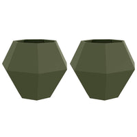 Fioriera 2 pcs Verde oliva 100 x 100 x 80 cm Acciaio 884031