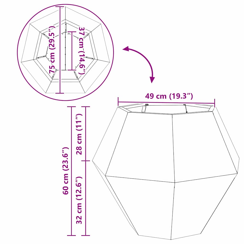 Fioriera Verde oliva 75 x 75 x 60 cm Acciaio 884044