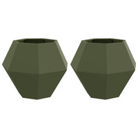 Fioriera 2 pcs Verde oliva 75 x 75 x 60 cm Acciaio 884045