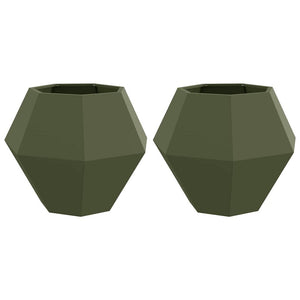 Fioriera 2 pcs Verde oliva 75 x 75 x 60 cm Acciaio 884045