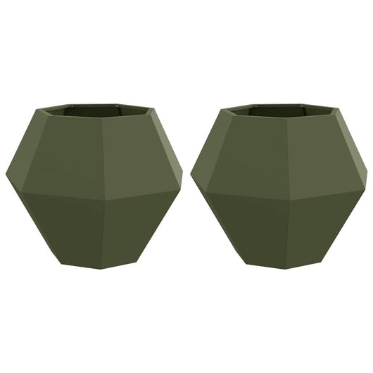 Fioriera 2 pcs Verde oliva 75 x 75 x 60 cm Acciaio 884045