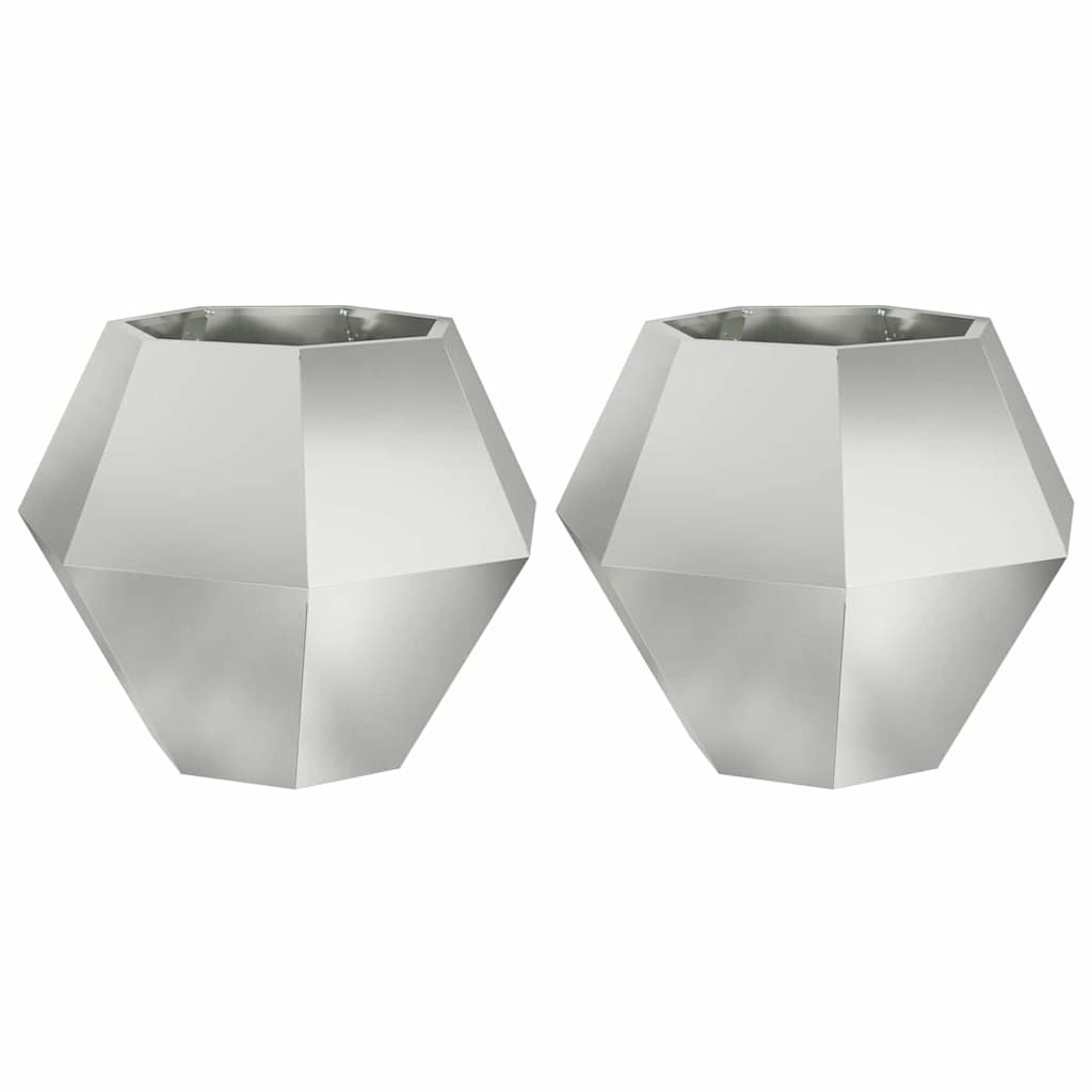 Fioriera 2 pcs Argento 75 x 75 x 60 cm Acciaio zincato 884049